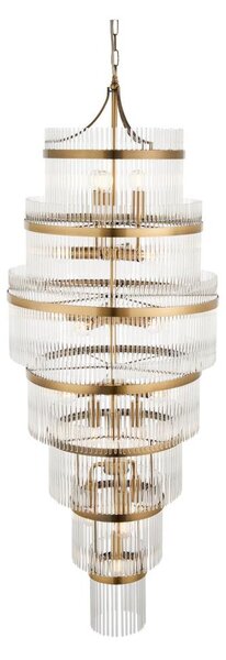 Endon 112793 - Lampadario a sospensione con catena MARIETTA GRAND 21xE14/6W/230V ottone/limpido