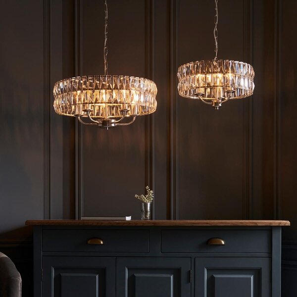 Endon 104467 - Lampadario a sospensione con catena CLIFTON 5xE14/6W/230V cromo lucido/limpido