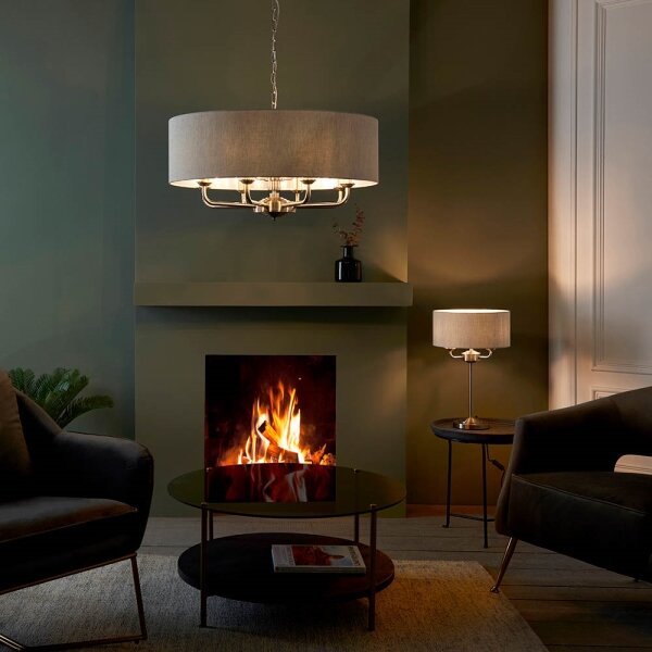 Endon 99152 - Lampadario a sospensione con catena HIGHCLERE 8xE14/40W/230V grigio/cromo opaco