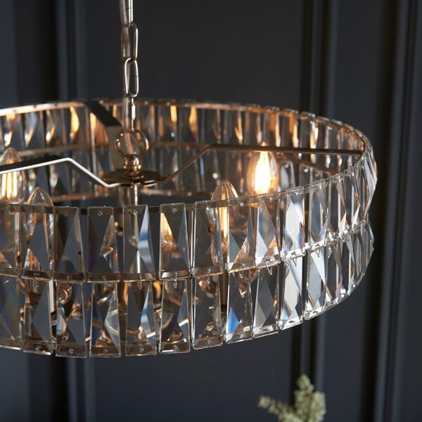 Endon 104467 - Lampadario a sospensione con catena CLIFTON 5xE14/6W/230V cromo lucido/limpido