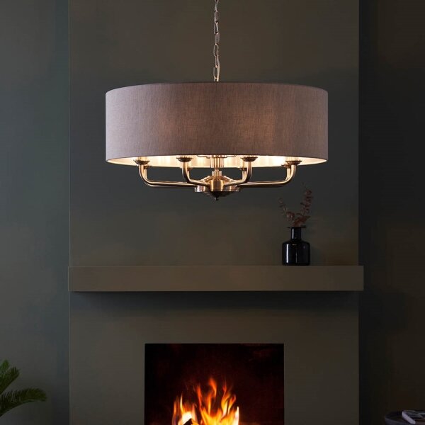 Endon 99152 - Lampadario a sospensione con catena HIGHCLERE 8xE14/40W/230V grigio/cromo opaco
