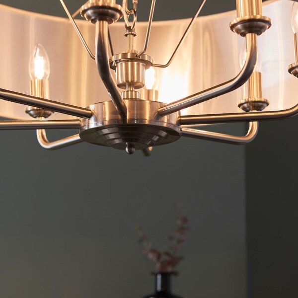 Endon 99152 - Lampadario a sospensione con catena HIGHCLERE 8xE14/40W/230V grigio/cromo opaco