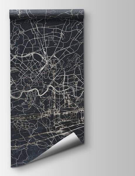 Carta da parati Mappa di una città, Carta da parati mappe del mondo, Carta da parati popolare, w01698v1 - Tapeko.it