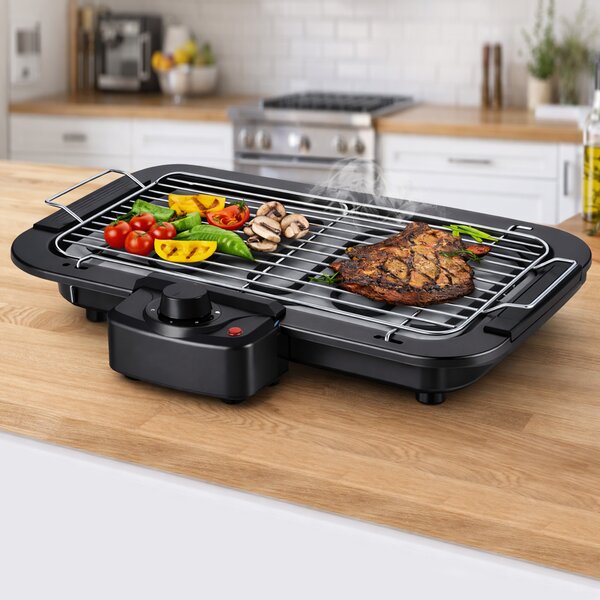Barbecue Elettrico 2 in 1 da Tavolo e da Terra 2000 W con Supporto