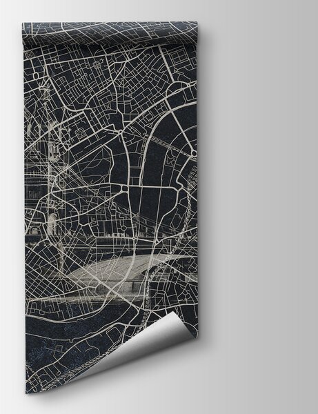 Carta da parati Mappa di una città, Carta da parati mappe del mondo, Carta da parati popolare, w01702v1 - Tapeko.it