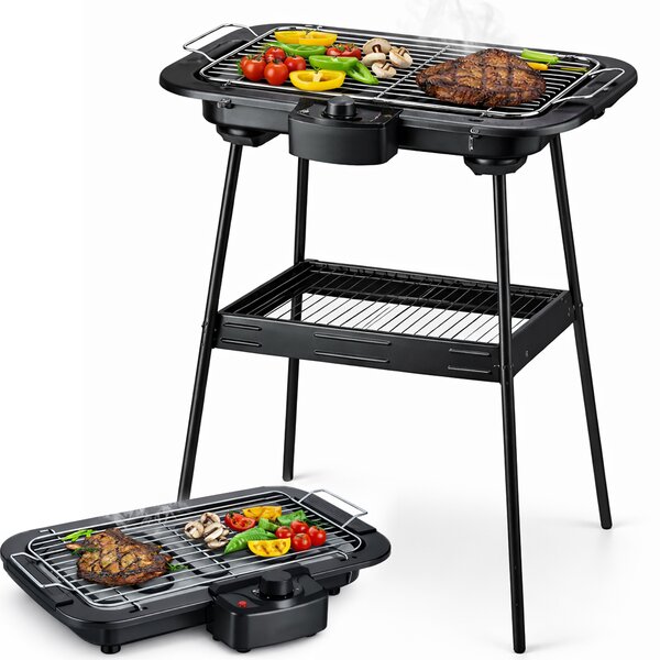 Barbecue Elettrico 2 in 1 da Tavolo e da Terra 2000 W con Supporto