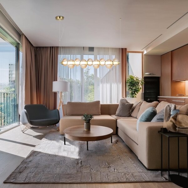 Lampadario LED a sospensione su cavo BOLLA LED/32W/230V oro/beige fumé