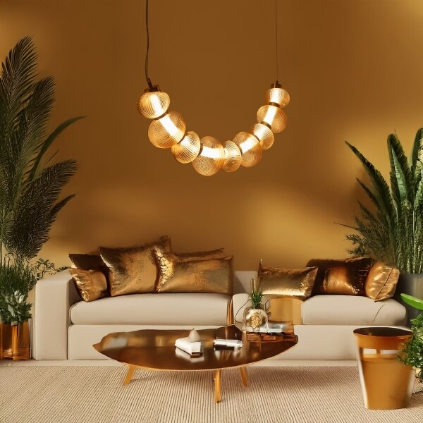 Lampadario LED su cavo BOLLA LED/36W/230V oro/beige fumé