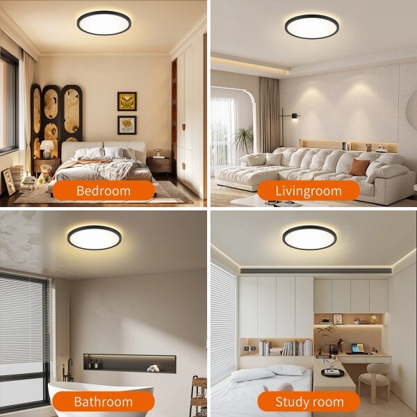 Brilagi - Lampada LED da bagno ULTRA SLIM LED/24W/230V diametro 42 cm nero IP54