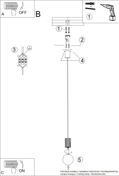 Sollux SL.1709 - Lampadario a sospensione con filo HALO 1xG9/8W/230V diametro 12 cm bianco