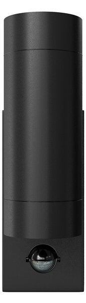 Applique Bidirezionale IP65 2xGU10 con sensore Movimento - Nera