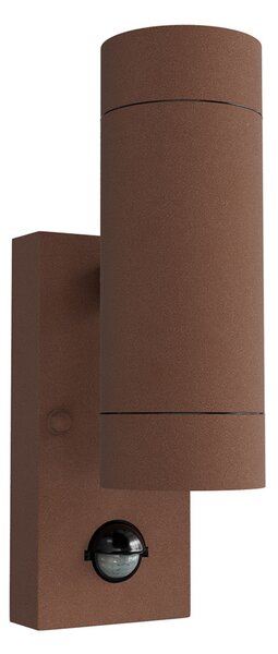 Applique Bidirezionale IP65 2xGU10 con sensore Movimento - Corten
