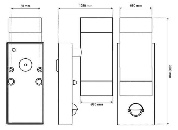 Applique Bidirezionale IP65 2xGU10 con sensore Movimento - Nera