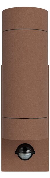 Applique Bidirezionale IP65 2xGU10 con sensore Movimento - Corten