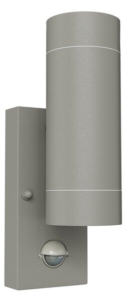 Applique Bidirezionale IP65 2xGU10 con sensore Movimento - Grigia