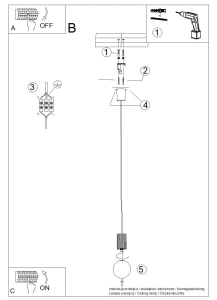Sollux SL.1719 - Lampadario a sospensione con filo HALO 1xG9/8W/230V diametro 12 cm color crema