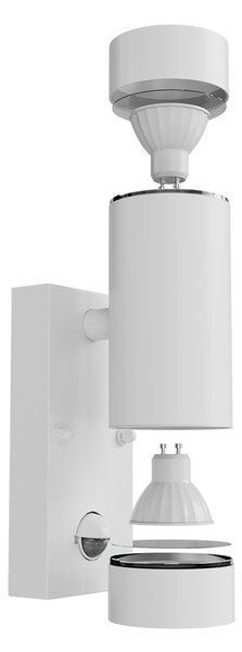 Applique Bidirezionale IP65 2xGU10 con sensore Movimento - Bianca