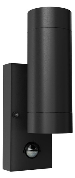 Applique Bidirezionale IP65 2xGU10 con sensore Movimento - Nera
