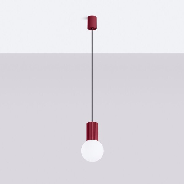 Sollux SL.1749 - Lampadario a sospensione con filo HALO 1xG9/8W/230V diametro 12 cm rosso