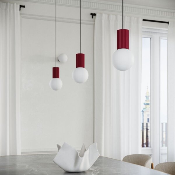 Sollux SL.1749 - Lampadario a sospensione con filo HALO 1xG9/8W/230V diametro 12 cm rosso