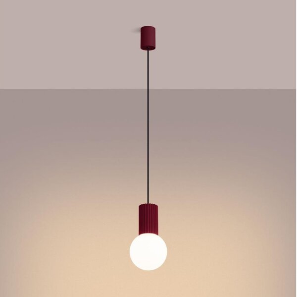 Sollux SL.1749 - Lampadario a sospensione con filo HALO 1xG9/8W/230V diametro 12 cm rosso