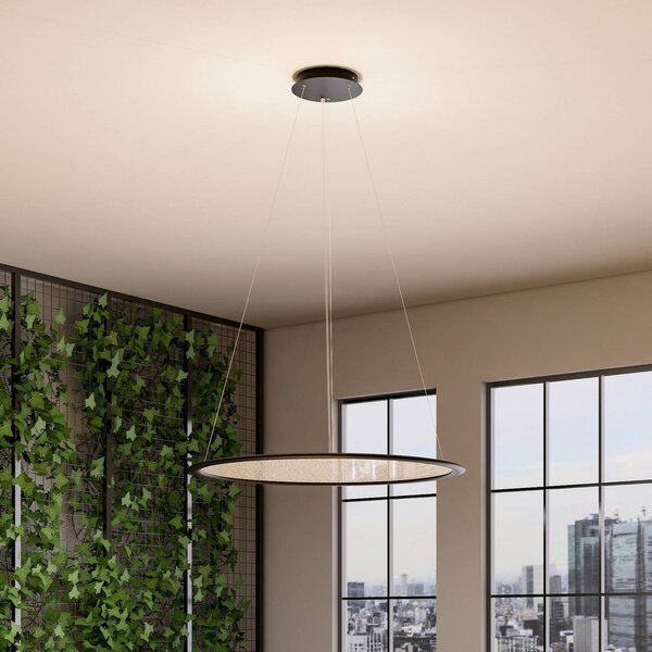 Deko-Light Lampada LED a sospensione PANEL, nera, Ø 63 cm, metallo, CCT dimmerabile 50 W, Nero, Studio / Ufficio, Alluminio, Moderno