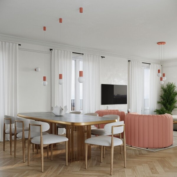 Sollux SL.1755 - Lampadario a sospensione con filo HALO 3xG9/8W/230V diametro 25 cm rosa