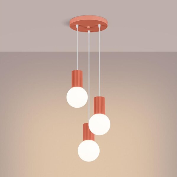 Sollux SL.1755 - Lampadario a sospensione con filo HALO 3xG9/8W/230V diametro 25 cm rosa