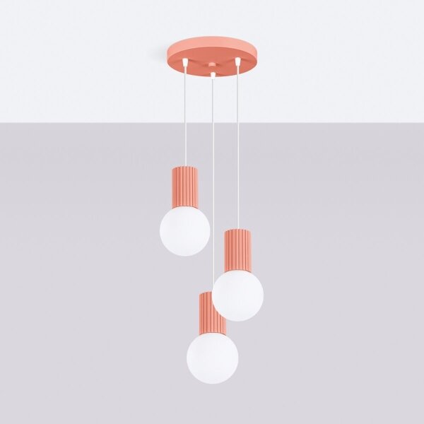 Sollux SL.1755 - Lampadario a sospensione con filo HALO 3xG9/8W/230V diametro 25 cm rosa