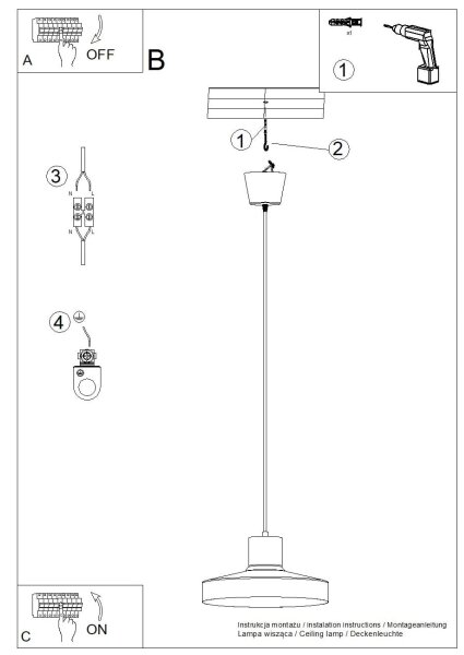 Sollux SL.1702 - Lampadario a sospensione con filo BILO 1xE27/15W/230V diametro 35 cm bianco