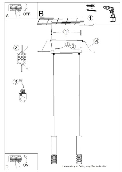 Sollux SL.1687 - Lampadario a sospensione con filo LAMI 2xGU10/10W/230V bianco