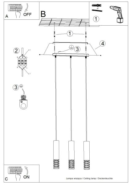 Sollux SL.1688 - Lampadario a sospensione con filo LAMI 3xGU10/10W/230V bianco