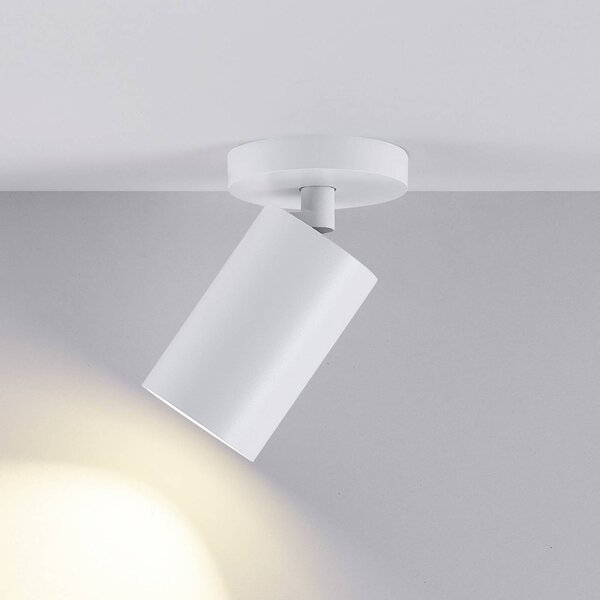 Deko-Light Faretto da soffitto CAN TILT, bianco, Ø 8 cm, a 1 luce, metallo, GU10 dimmerabile, Bianco / Opale, Soggiorno / Sala da pranzo, Alluminio, Faretto