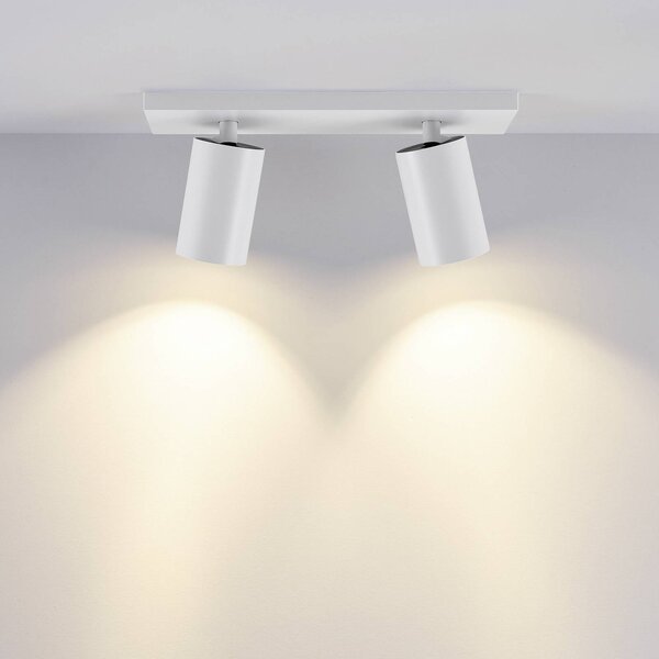 Deko-Light Faretto da soffitto CAN TILT, bianco, 31 x 9 cm, a 2 luci, metallo GU10 dimmerabile, Bianco / Opale, Soggiorno / Sala da pranzo, Alluminio, Faretto