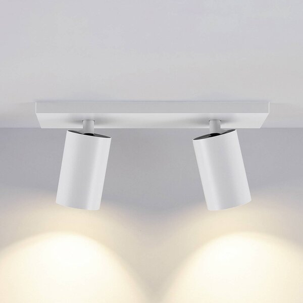 Deko-Light Faretto da soffitto CAN TILT, bianco, 31 x 9 cm, a 2 luci, metallo GU10 dimmerabile, Bianco / Opale, Soggiorno / Sala da pranzo, Alluminio, Faretto