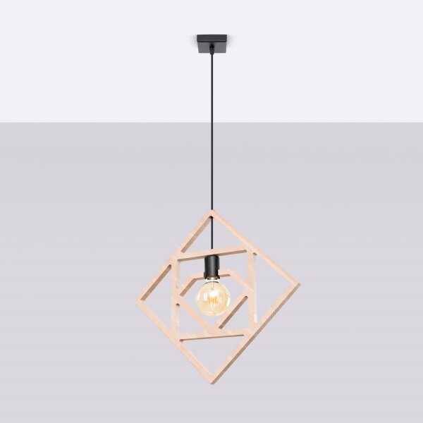 Sollux SL.1757 - Lampadario a sospensione con filo CARO 1xE27/15W/230V faggio