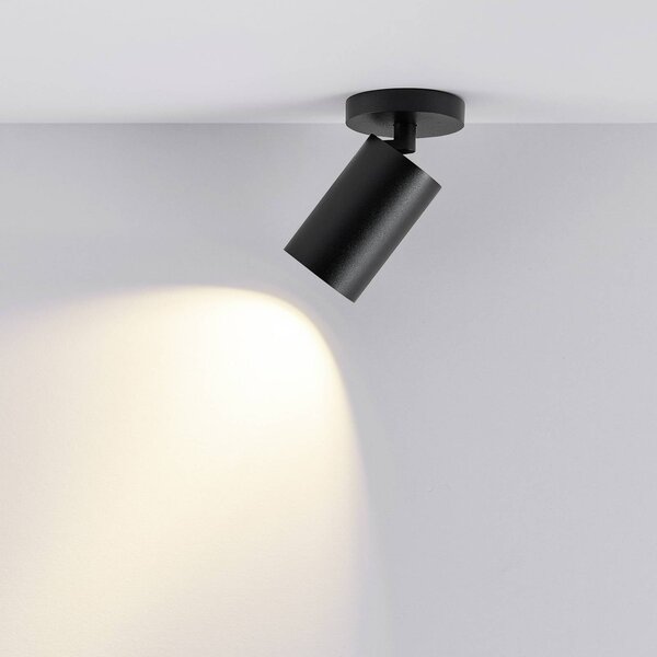 Deko-Light Faretto da soffitto CAN TILT, nero, Ø 8 cm, a 1 luce, metallo GU10 dimmerabile, Nero, Soggiorno / Sala da pranzo, Alluminio, Faretto