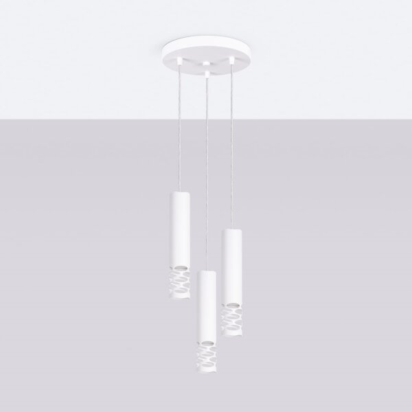 Sollux SL.1694 - Lampadario a sospensione con filo LIRO 3xGU10/10W/230V bianco