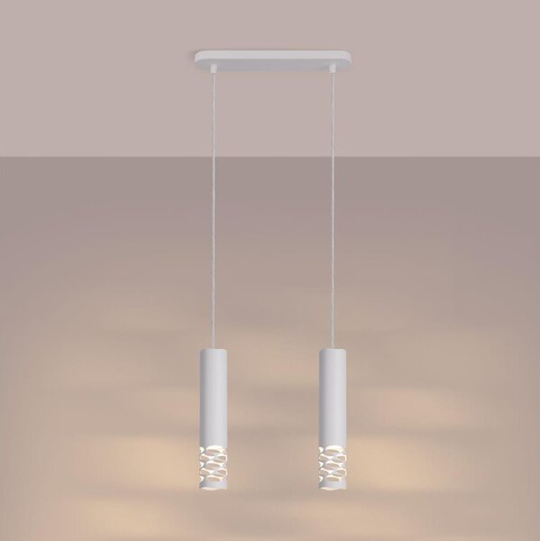 Sollux SL.1692 - Lampadario a sospensione con filo LIRO 2xGU10/10W/230V bianco
