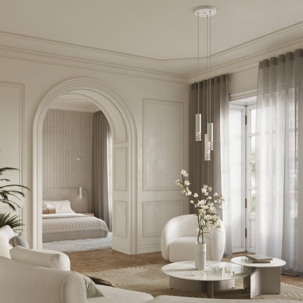 Sollux SL.1694 - Lampadario a sospensione con filo LIRO 3xGU10/10W/230V bianco