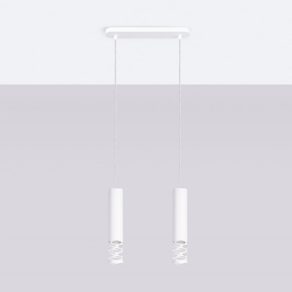 Sollux SL.1692 - Lampadario a sospensione con filo LIRO 2xGU10/10W/230V bianco