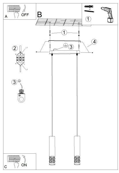 Sollux SL.1692 - Lampadario a sospensione con filo LIRO 2xGU10/10W/230V bianco