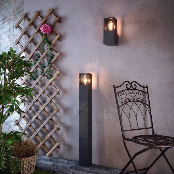 Deko-Light Lampioncino da giardino Facado II, dimmerabile, Alluminio / Grigio / Zincato, Alluminio, Moderno, Lampada da esterni