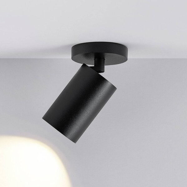 Deko-Light Faretto da soffitto CAN TILT, nero, Ø 8 cm, a 1 luce, metallo GU10 dimmerabile, Nero, Soggiorno / Sala da pranzo, Alluminio, Faretto
