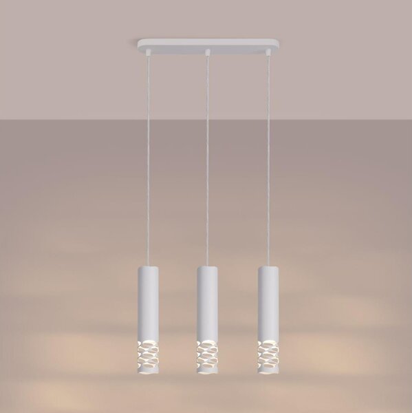 Sollux SL.1693 - Lampadario a sospensione con filo LIRO 3xGU10/10W/230V bianco