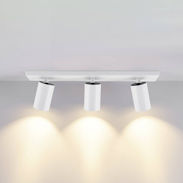 Deko-Light Faretto da soffitto CAN TILT, bianco, 48 x 9 cm, a 3 luci, metallo GU10 dimmerabile, Bianco / Opale, Soggiorno / Sala da pranzo, Alluminio, Faretto