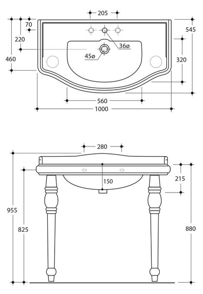Lavabo bianco in ceramica 100x54,5 cm Retro – Sapho