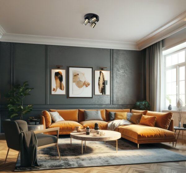 Kanlux 38963 - Faretto LAURIN 3xGU10/10W/230V ottone/nero