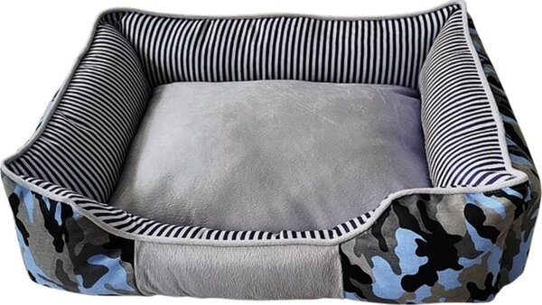 Cuscino Nobby comfort Elio quadrato blu mimetico, dimensioni: 70 x 60 x 20 cm