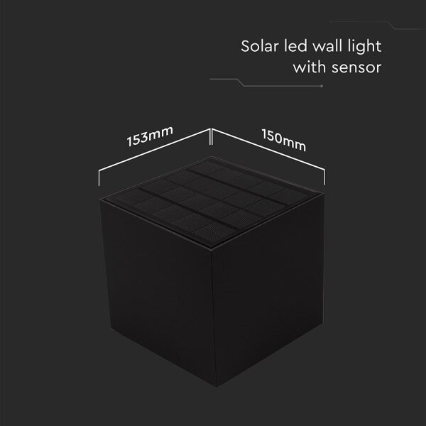 Lampada solare da parete LED con sensore 9W 3,7V 3000-5000K IP65 nera